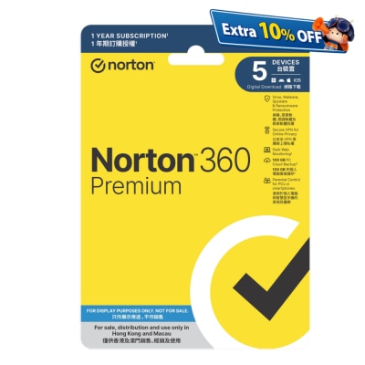 Norton 360 Premium - 1 Year, 1 User, 5 Devices (Physical Card Version)