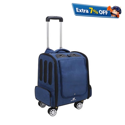 Dodopet 宠物两用背囊手拉车 四轮360度转动(蓝色) (宠物承重：10kg)