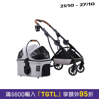 Dodopet DODOPET Aluminum Cart Basket Split Type High rise Folding Pet Cat and Dog Trolley (Pet Weight: 20kg) image