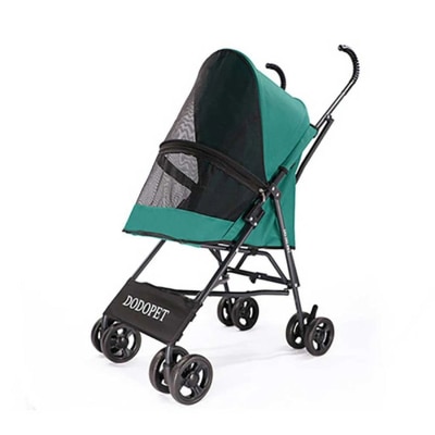 Dodopet 轻盈四轮折叠小型狗手推车(绿色)（宠物承重：10kg）