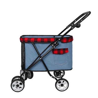 Dodopet 迷你四輪牛仔布摺疊狗狗手推車 (寵物承重：12kg) image