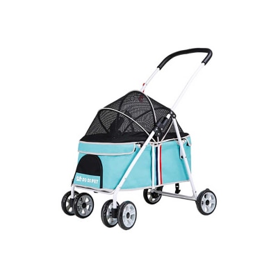 Dodopet Low Seat Four-Wheel Folding Dog Stroller (Blue) (Pet Weight: 20kg)