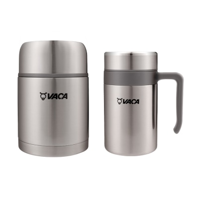 小牛角 - 真空套裝: 0.7公升湯壺+ 0.5公升手柄杯 (不銹鋼)