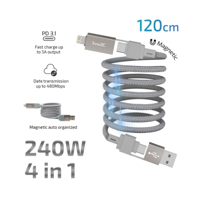 inno3C i-4M240-12 240W 4 in 1 Magnetic Organized Cable 120cm