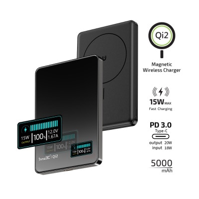 inno3C i-5M2 Qi2 Mirror Ultra Slim Magnetic Wireless Power Bank 5000mAh