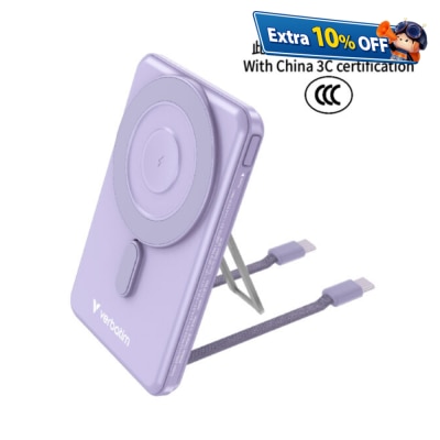 VERBATIM Charge ‘N’ Go 移动电源 磁吸无线充电 5000mAh (WPBS2C5) (3C CCC认证)
