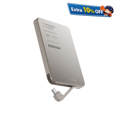 Momax 1-Power F.Pass⁺ Magnetic Battery Pack With Built-In Cable 5000mAh Power Bank