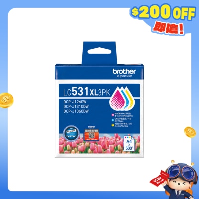 BROTHER 兄弟 - LC531XL3PK 高容量彩色墨盒 優惠裝