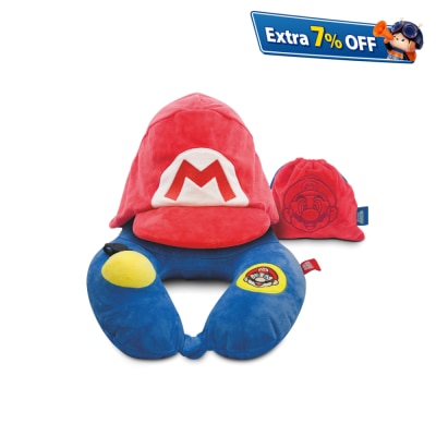 NINTENDO 任天堂 官方授权专利Super Mario 3D连帽充气枕