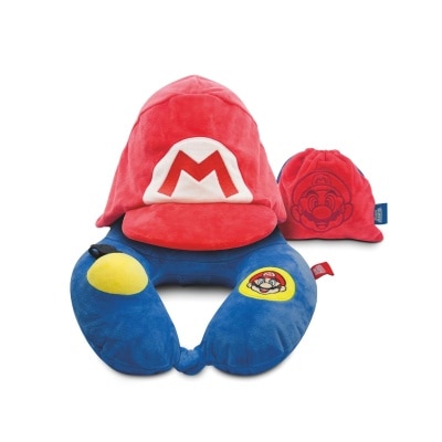NINTENDO 任天堂 官方授权专利Super Mario 3D连帽充气枕