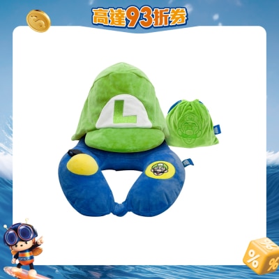 NINTENDO 任天堂 - 官方授權專利Super Mario路易吉3D連帽充氣枕