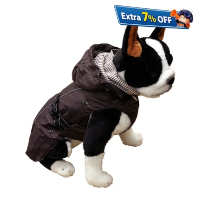 One for Pets 全天候宠物双层防水雨衣外套-棕色-M