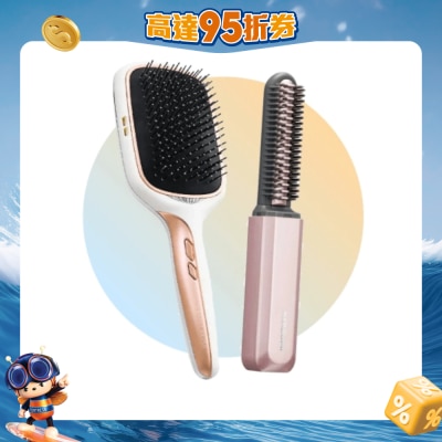 Koizumi - 正負離子美髮梳及無線瀏海梳 (粉紅色) 美髮x造型 雙效套裝