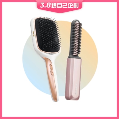 Koizumi 正負離子美髮梳及無線瀏海梳 (粉紅色) 美髮x造型 雙效套裝