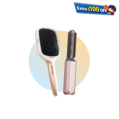 Koizumi 正負離子美髮梳及無線瀏海梳 (粉紅色) 美髮x造型 雙效套裝