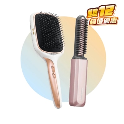 Koizumi 正负离子美髮梳及无线浏海梳 (粉红色) 美髮x造型 双效套装