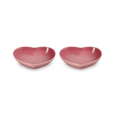 Le Creuset Set of 2 Medium Heart Dishes 22cm Rose Quartz
