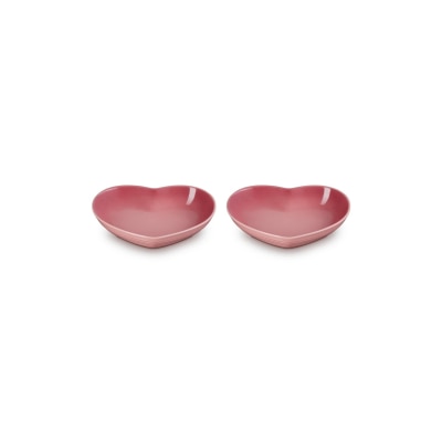 Le Creuset Set of 2 Medium Heart Dishes 22cm Rose Quartz
