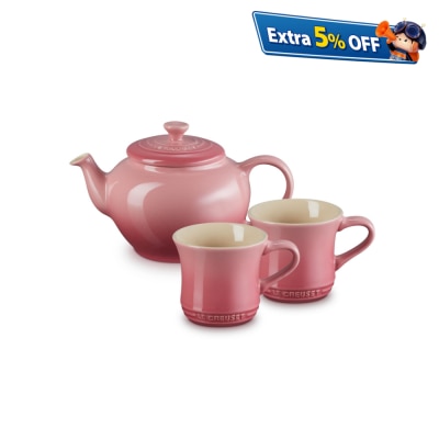 Le Creuset 陶瓷茶壶连茶杯套装 Rose Quartz