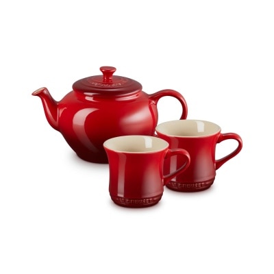 Le Creuset 陶瓷茶壶连茶杯套装 Cerise