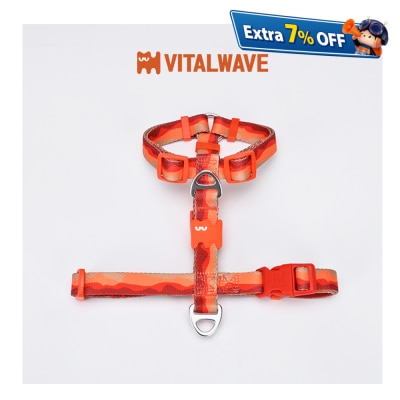 VITAL WAVE 渐变山海印花织带工字型胸背带-霞光橙(M)