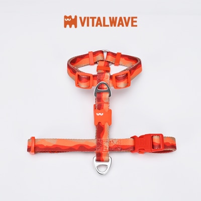 VITAL WAVE 渐变山海印花织带工字型胸背带-霞光橙(M)