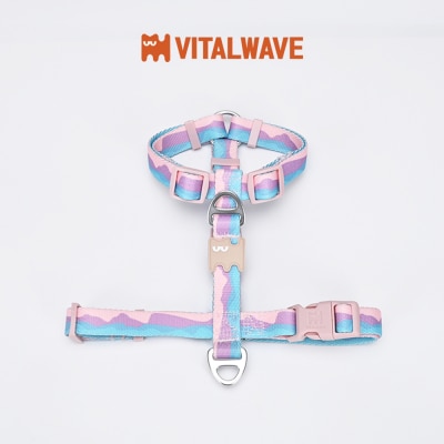 VITAL WAVE 渐变山海印花织带工字型胸背带-冰山粉(M)