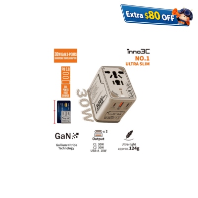 inno3C 創品 i-30WC 30W GaN 3輸出旅行轉換插頭