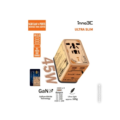 inno3C 創品 i-45WC 45W GaN 4輸出旅行轉換插頭