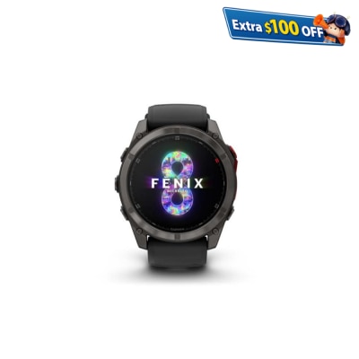 Garmin Fenix 8 51mm MicroLED Sapphire Carbon Gray DLC Titanium with Black Silicone 智能手錶