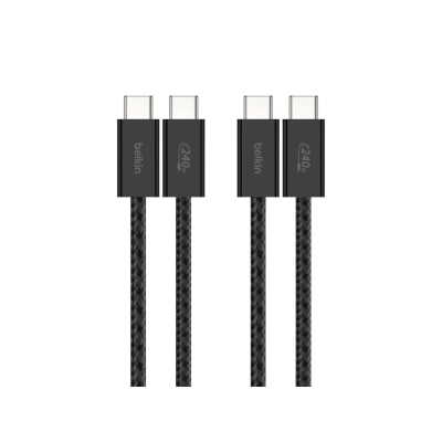 BELKIN 貝爾金 - BoostCharge USB-C 至 USB-C 編織連接線 (黑/240W/1.5米/2件裝)