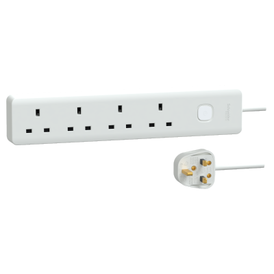 SCHNEIDER EASY系列 13A 四位電源插座連總開關及LED指示燈 (連2.5米線)