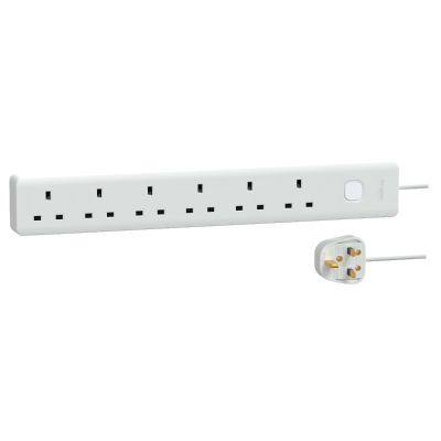 SCHNEIDER EASY系列 13A 六位電源插座連總開關及LED指示燈 (連2.5米線) 電源拖板