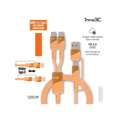 inno3C 创品 i-100C2-12 4合1 100W Type C 数据传输充电线 120cm