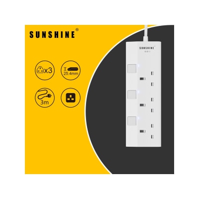 Sunshine - 3位獨立開關燈制安全防雷拖板
