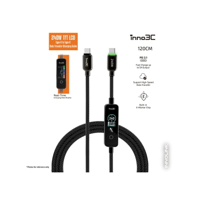 inno3C i-DC240-12 240W TFT LCD Type-C to Type-C Data Transfer Charging Cable