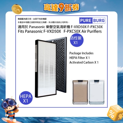 Pureburg - VXD50X Compatible Replacement Filter Kit for Panasonic Nanoe F-VXD50X F-PXC50X Air Purifiers