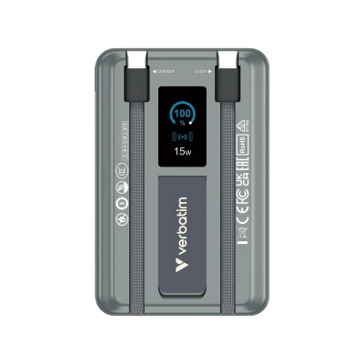 VERBATIM Charge ‘N’ Go 行動電源 磁吸無線充電 10000mAh 帶 LED 顯示屏