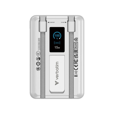 VERBATIM Charge ‘N’ Go 行動電源 磁吸無線充電 10000mAh 帶 LED 顯示屏