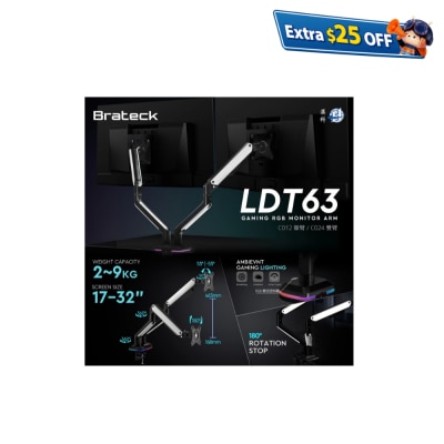 Brateck LDT63-C012GL Mechanical Spring Gaming Monitor Arm