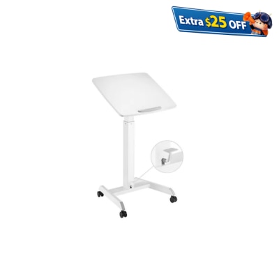 Brateck FWS07-1 Height Adjustable Mobile Workstation With Foot Pedal and Tiltable Desktop