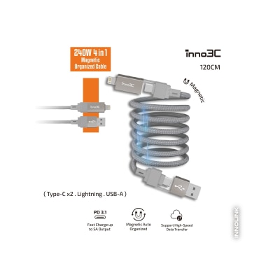 inno3C 創品 i-4M240-12 240W 四合一磁吸收納線 120cm