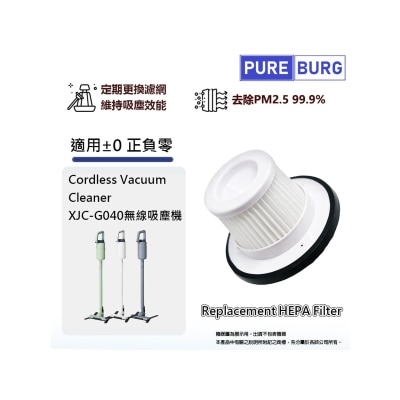 Pureburg - G040 Compatible Replacement Filter for Plus Minus Zero +-0 XJC-G040 Vacuum Cleaner