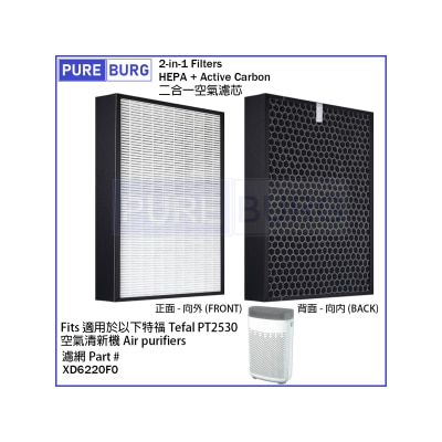 Pureburg 淨博 代用濾網組合 (適用於 特福 Tefal PT2530 空氣清新機) 空氣清新機過濾網