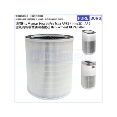 Pureburg 淨博 AP8S 代用濾網組合 (Momax Health Pro Max AP8S / Inno3C i-AP9 空氣清新機)