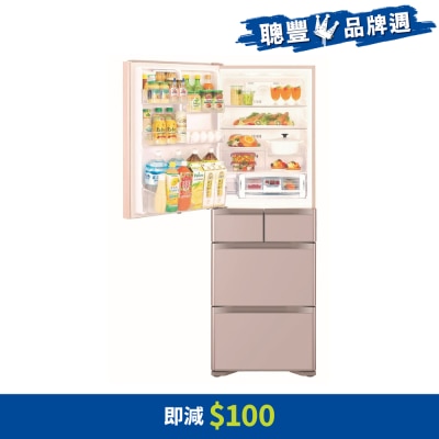 HITACHI 日立 - R-G420YHL XN 5門纖巧變頻環保雪櫃 (晶瑩香檳金) 左門鉸 雪櫃