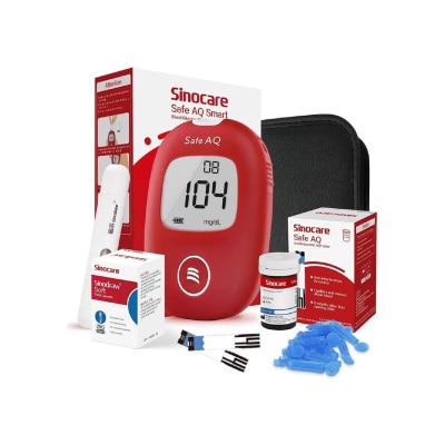 Sinocare Safe AQ Smart Blood Glucose Meter Set (Machine + 100 Strips + 100 Lancets) image