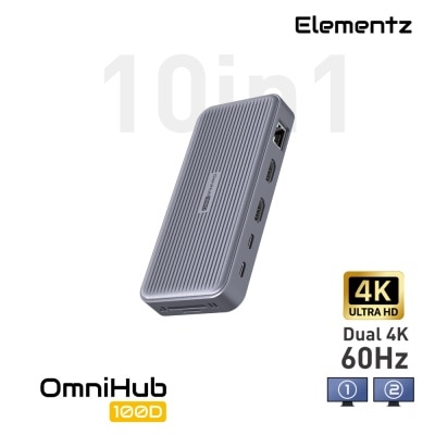 Elementz OmniHub 100D 10合1 USB-C 多功能 Hub 集線器 (雙 HDMI 4K@60Hz + PD 100W + 千兆 LAN)