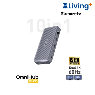 Elementz OmniHub 100D 10合1 USB-C 多功能 Hub 集線器 (雙 HDMI 4K@60Hz + PD 100W + 千兆 LAN)