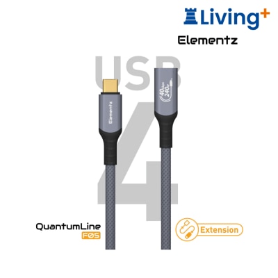 Elementz NQL-F05 USB4 240W / 40Gbps 8K@60Hz Type-C 公對母全功能延長線 (50CM)
